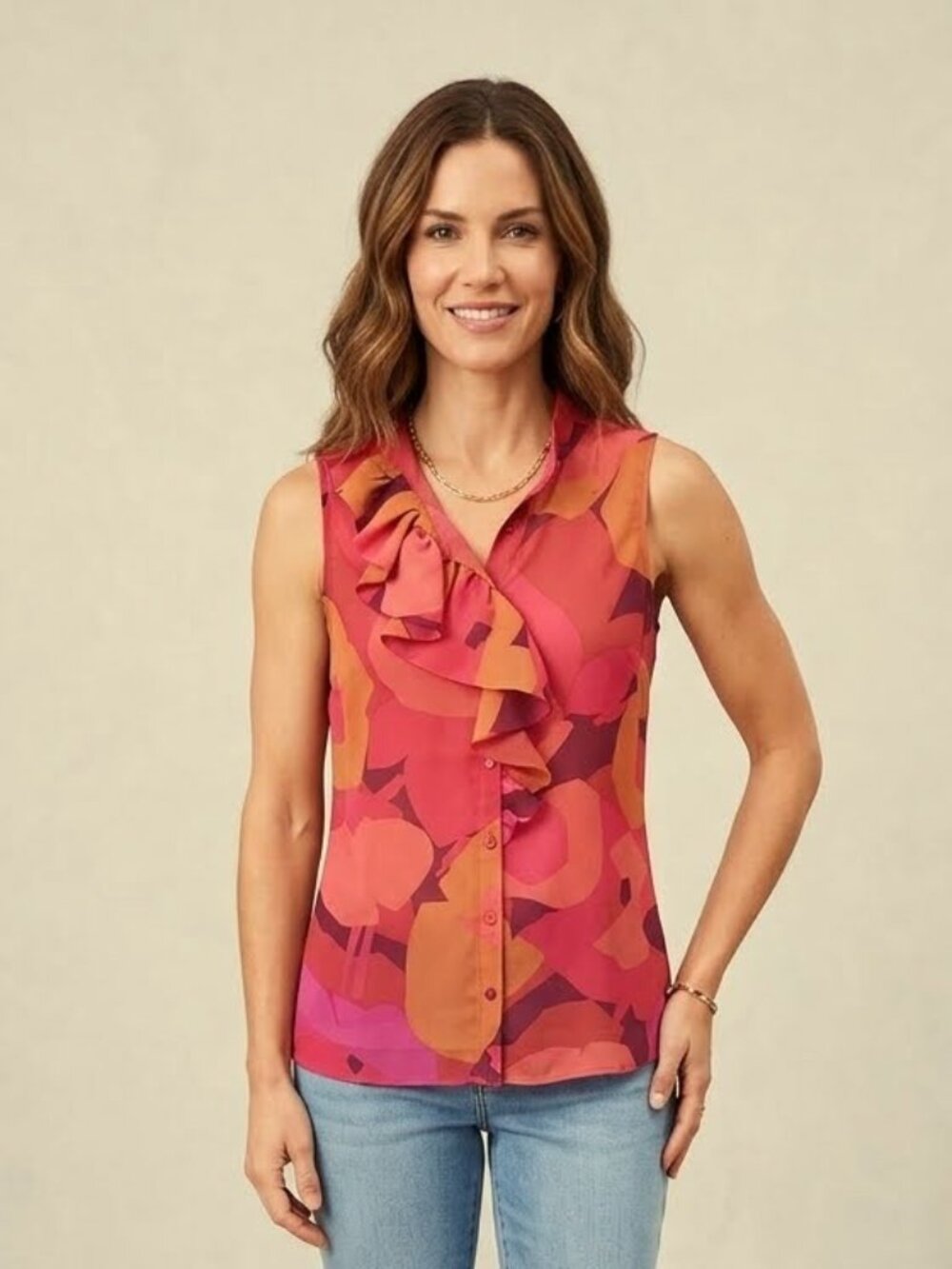 NWT Loft sheer ruffle button blouse, size XXSP